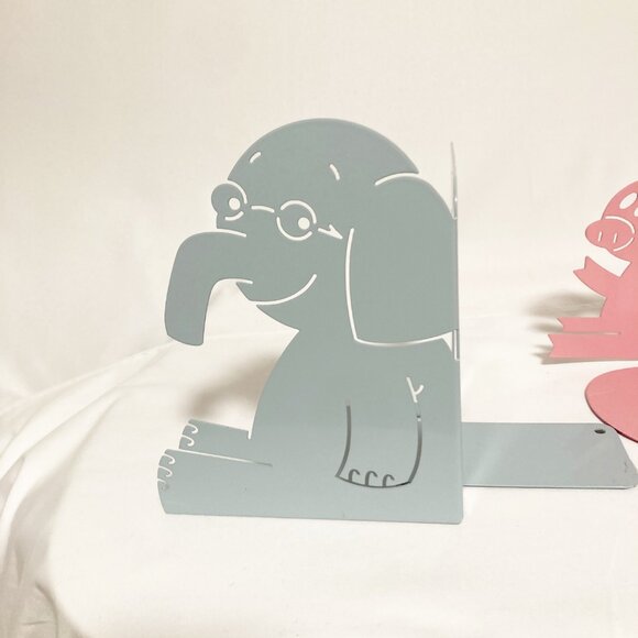 Elephant & Piggie Bookends Blue Pink Mo Willems Childs Decor Kids Display - Picture 2 of 9